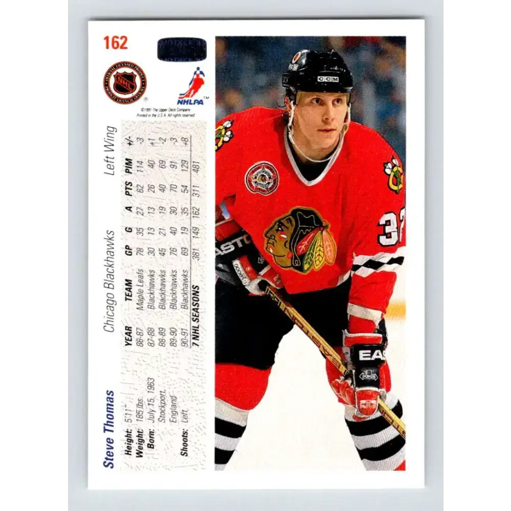 1991-92 Upper Deck #162 Steve Thomas NM-MT Hockey Card - Hockey Card Single