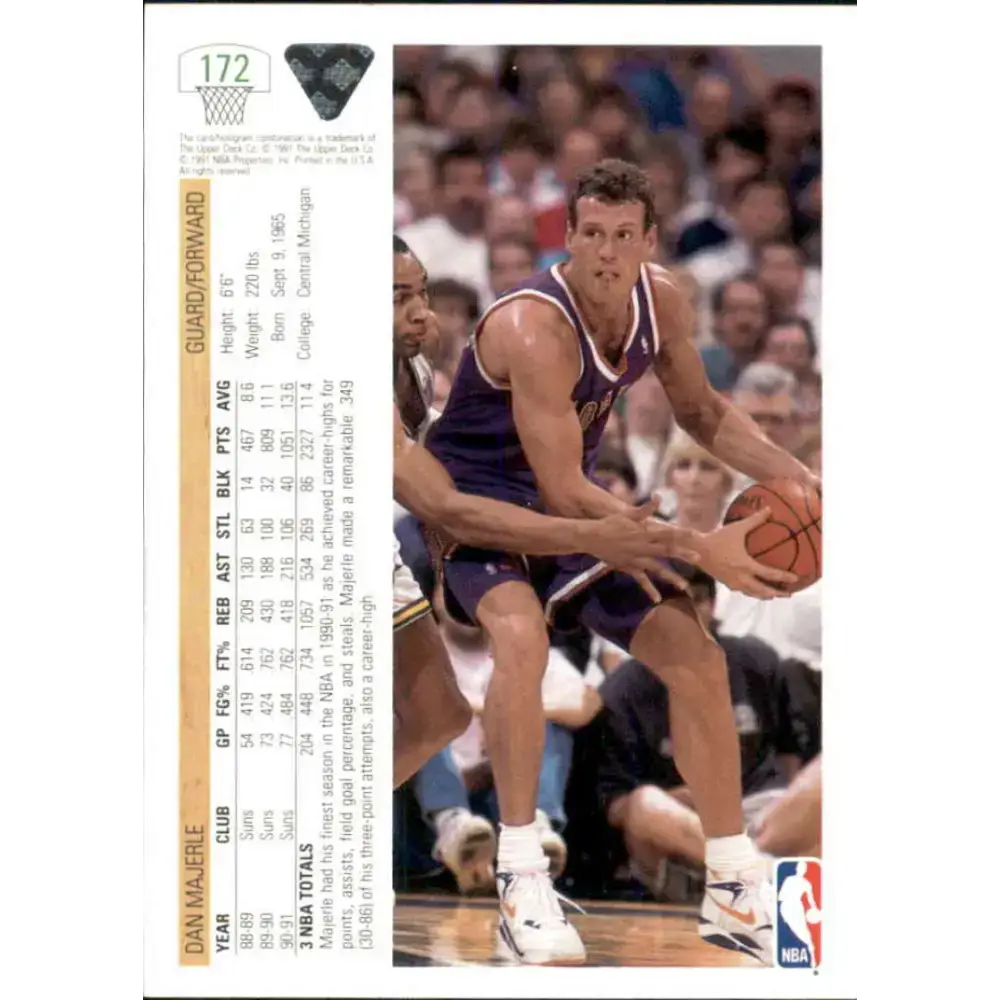 1991-92 Upper Deck #172 Dan Majerle NM-MT Phoenix Suns Basketball Card - Basketball Card Single
