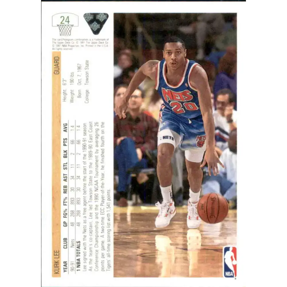 1991-92 Upper Deck #24 Kurk Lee NM-MT New Jersey Nets Basketball Card - Basketball Card Single