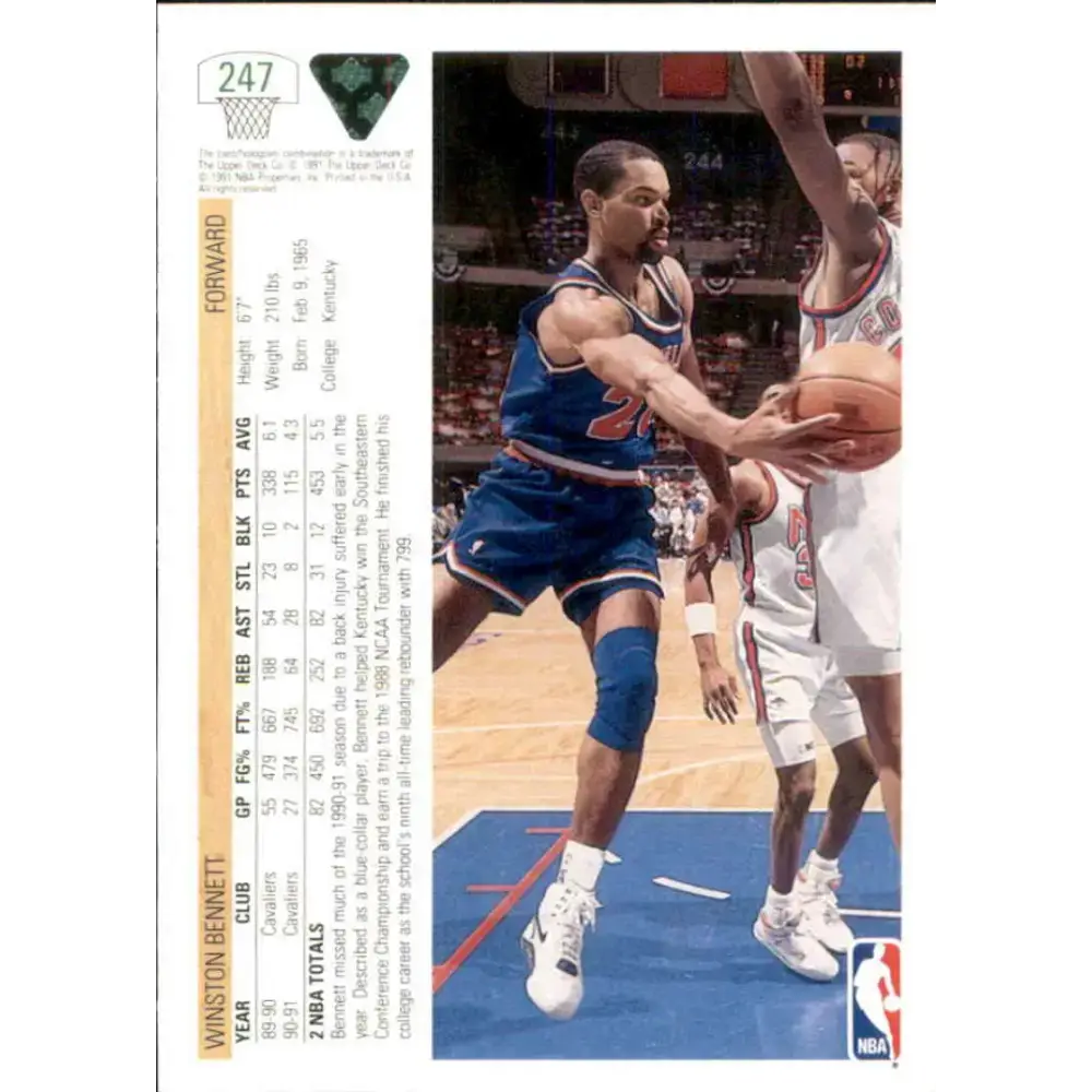 1991-92 Upper Deck #247 Winston Bennett NM-MT Cleveland Cavaliers Basketball Card - Basketball Card Single