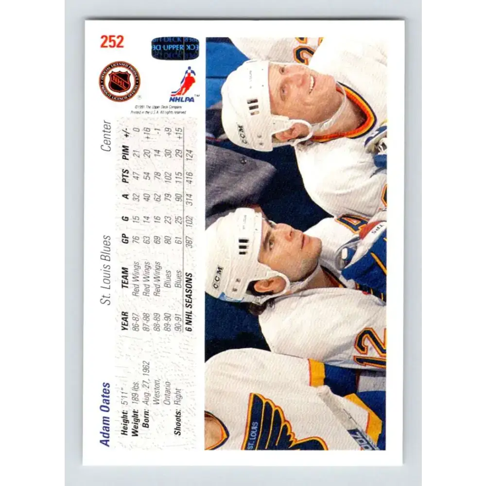 1991-92 Upper Deck #252 Adam Oates NM-MT Hockey Card - Hockey Card Single
