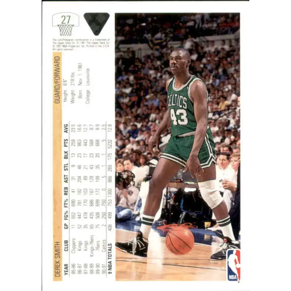 1991-92 Upper Deck #27 Derek Smith NM-MT Boston Celtics Basketball Card - Basketball Card Single