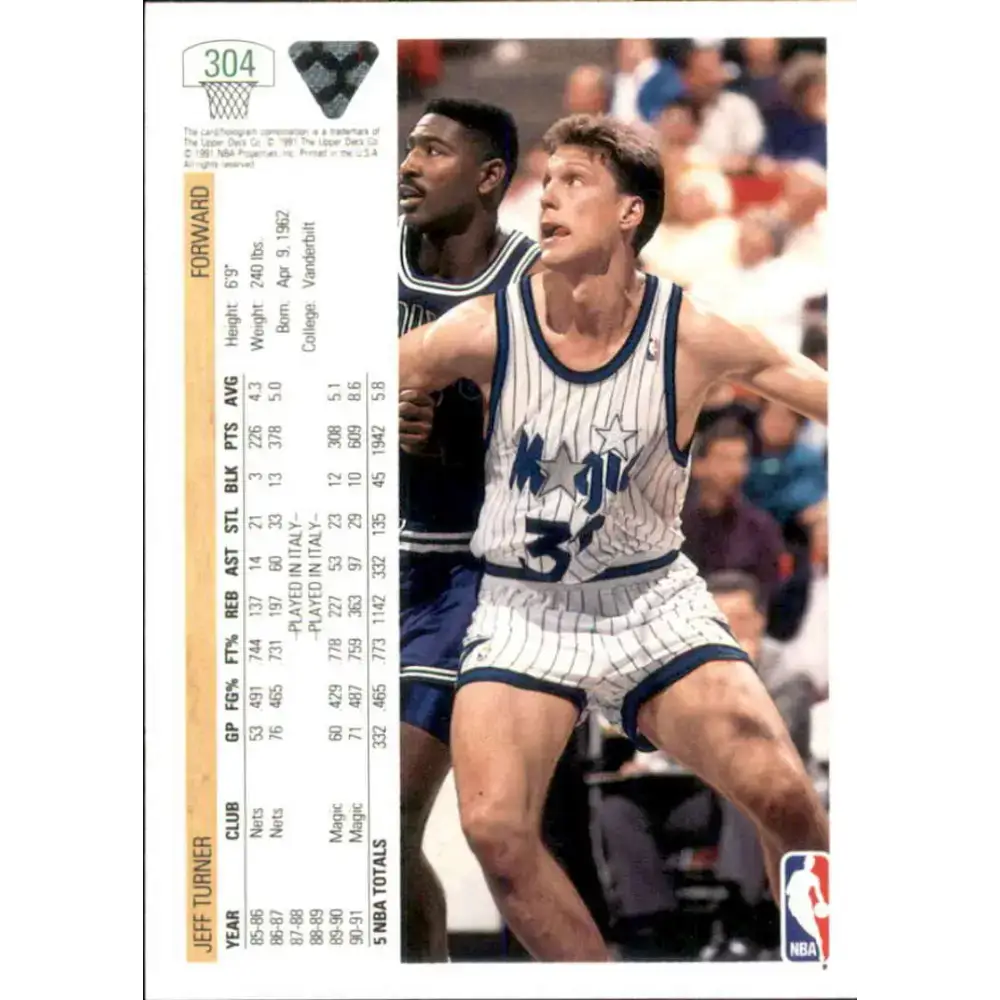 1991-92 Upper Deck #304 Jeff Turner NM-MT Orlando Magic Basketball Card - Basketball Card Single