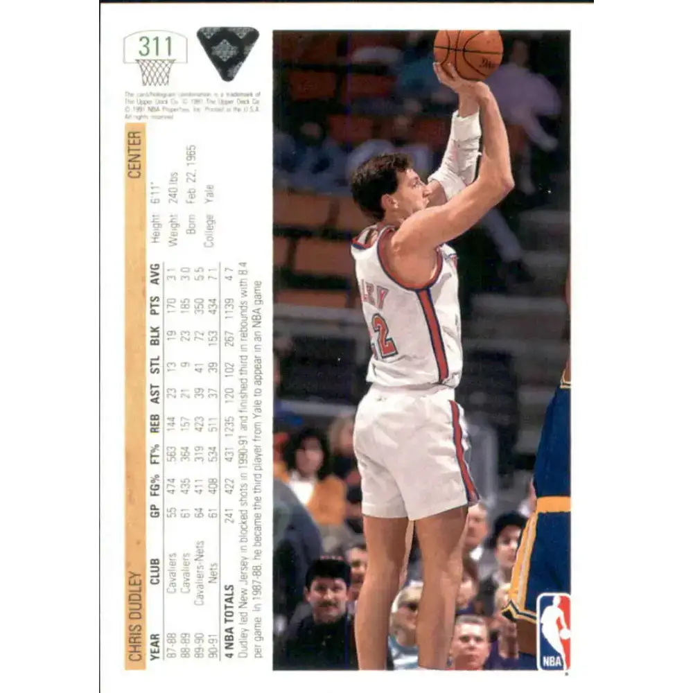 1991-92 Upper Deck #311 Chris Dudley NM-MT New Jersey Nets Basketball Card - Basketball Card Single