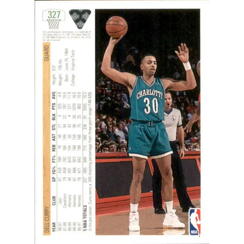 1991-92 Upper Deck #327 Dell Curry NM-MT Charlotte Hornets Basketball Card - Basketball Card Single