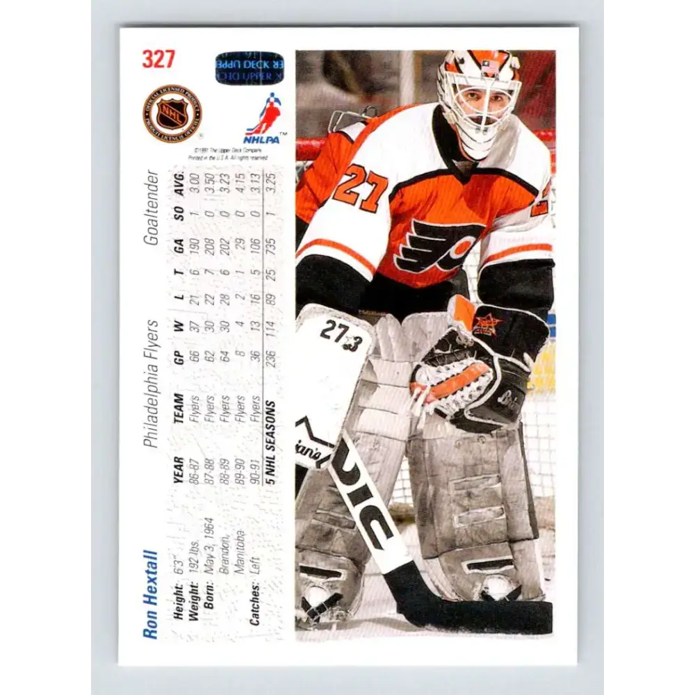 1991-92 Upper Deck #327 Ron Hextall NM-MT Philadelphia Flyers Hockey Card - Hockey Card Single