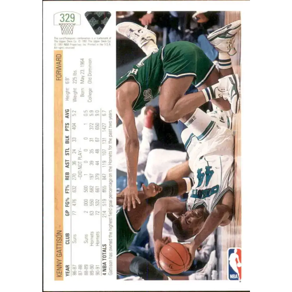 1991-92 Upper Deck #329 Kenny Gattison NM-MT Charlotte Hornets Basketball Card - Basketball Card Single