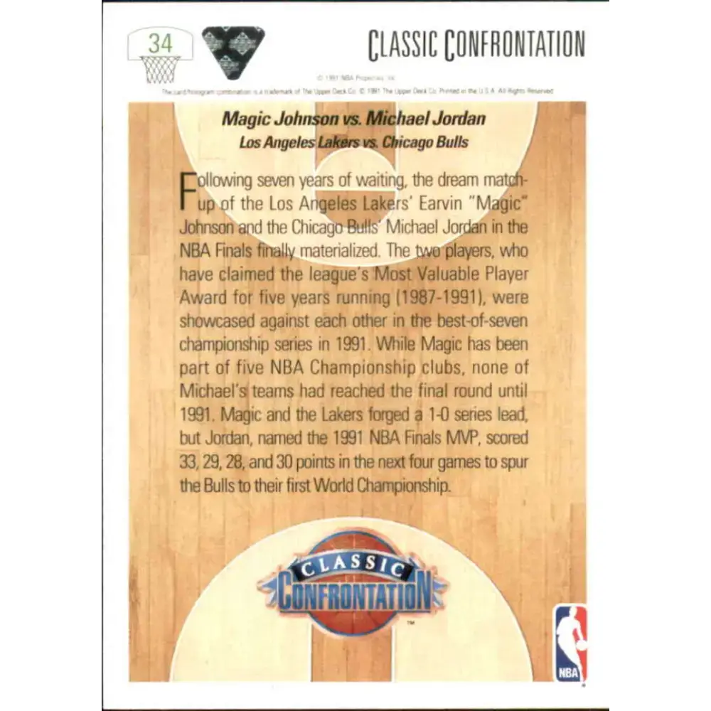 1991-92 Upper Deck #34 Magic Johnson/Michael Jordan CC NM-MT Los Angeles Lakers/Chicago Bulls Basketball Card