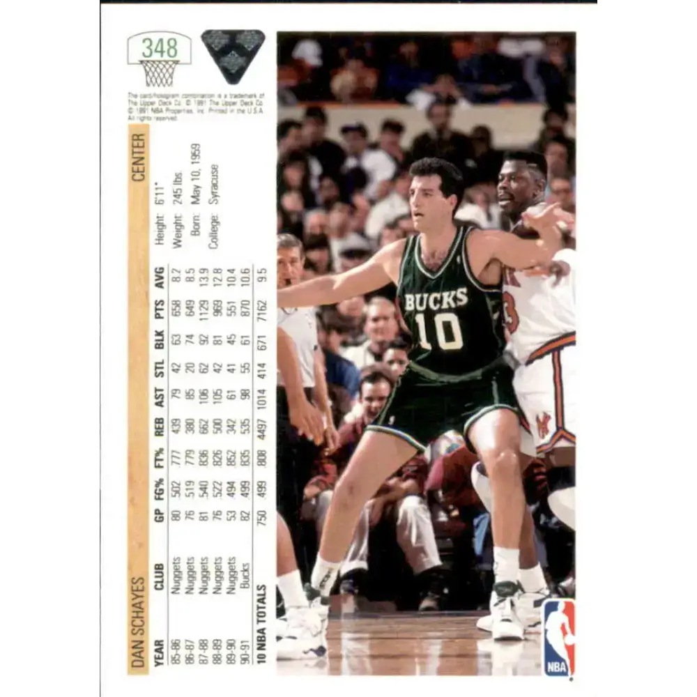 1991-92 Upper Deck #348 Danny Schayes NM-MT Milwaukee Bucks Basketball Card - Basketball Card Single