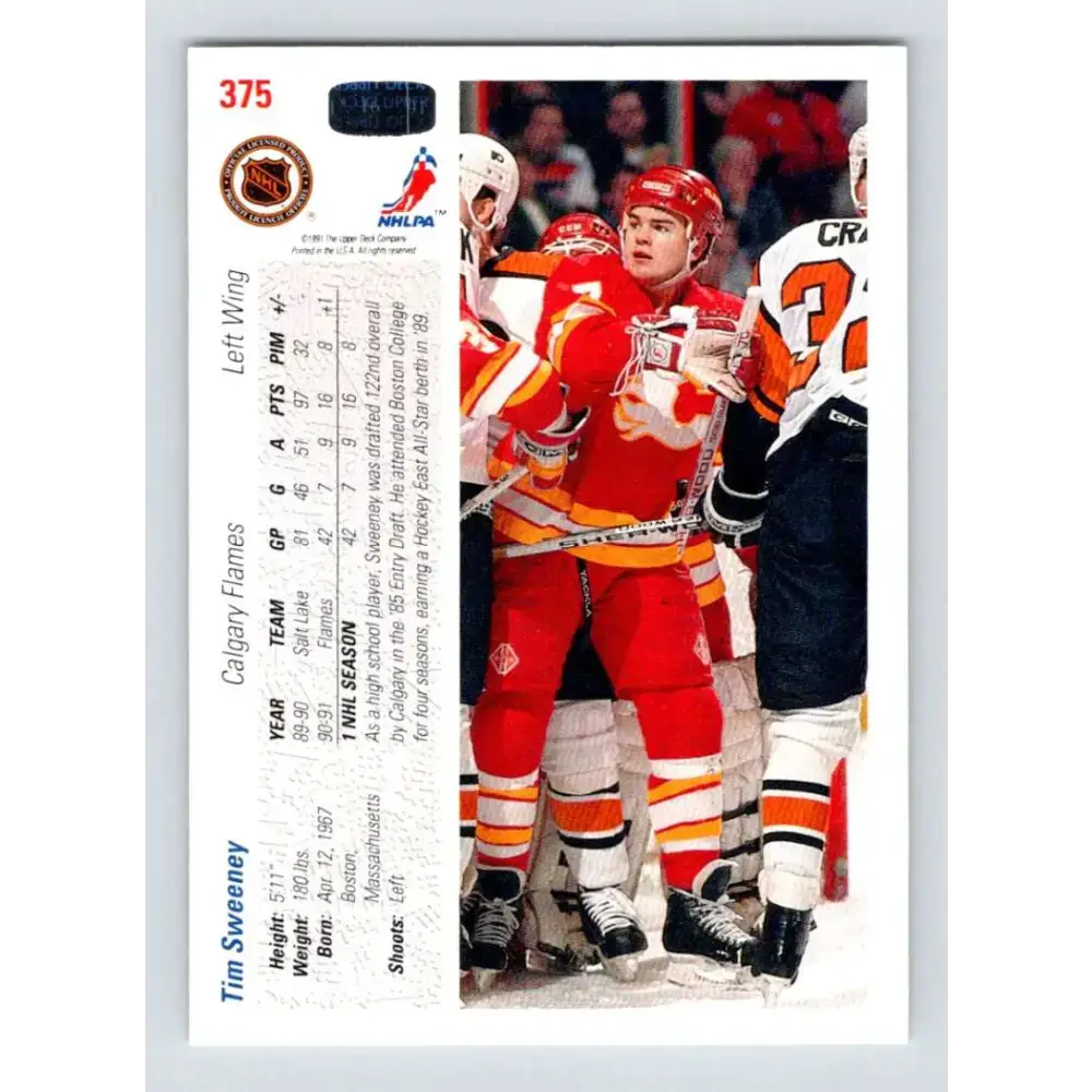 1991-92 Upper Deck #375 Tim Sweeney NM-MT Calgary Flames Hockey Card - Hockey Card Single