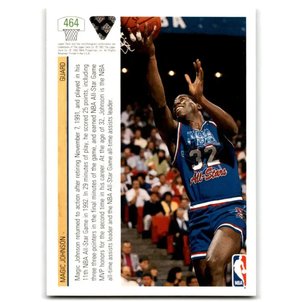 1991-92 Upper Deck #464 Magic Johnson AS NM-MT Los Angeles Lakers Basketball Card - Basketball Card Single