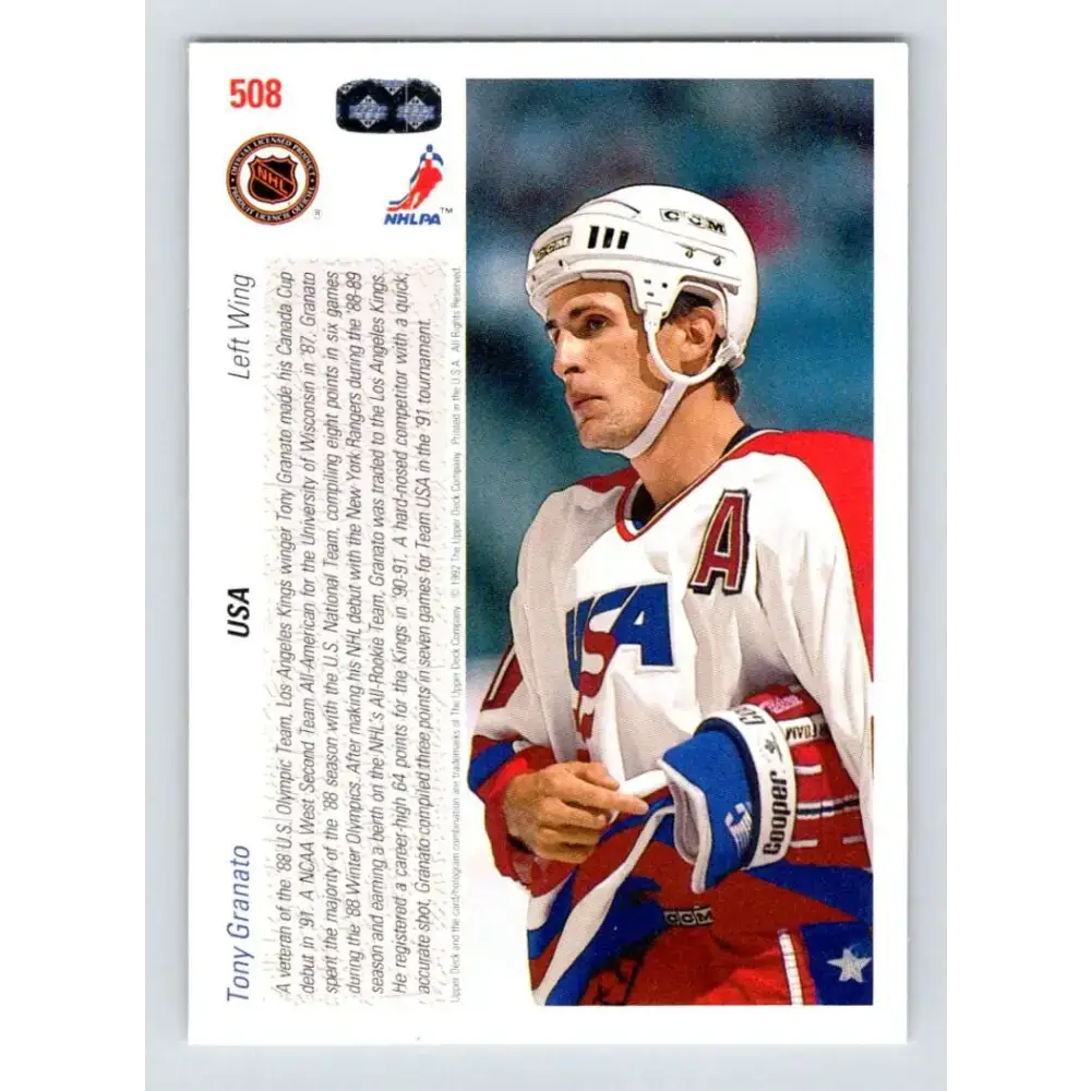 1991-92 Upper Deck #508 Tony Granato NM-MT Los Angeles Kings Hockey Card - Hockey Card Single