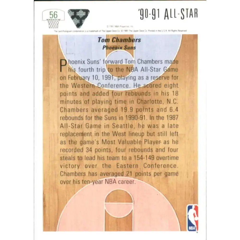 1991-92 Upper Deck #56 Tom Chambers AS NM-MT Phoenix Suns Basketball Card - Basketball Card Single