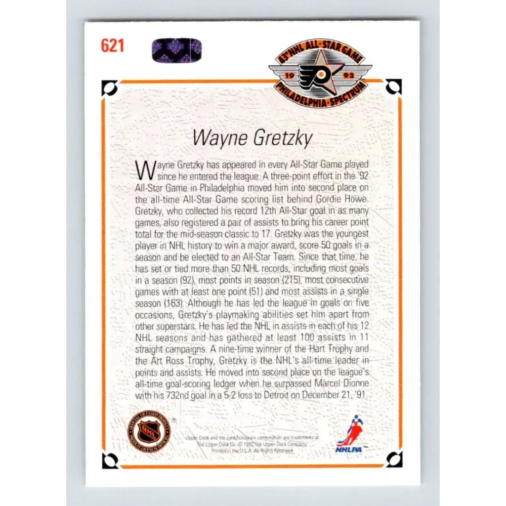 1991-92 Upper Deck #621 Wayne Gretzky NM-MT Los Angeles Kings Hockey Card - Hockey Card Single
