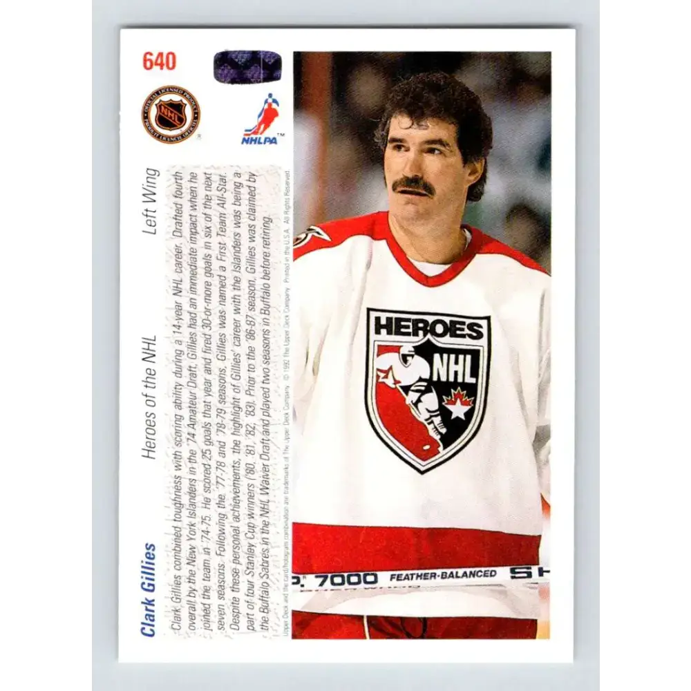 1991-92 Upper Deck #640 Clark Gillies NM-MT Hockey Card - Hockey Card Single