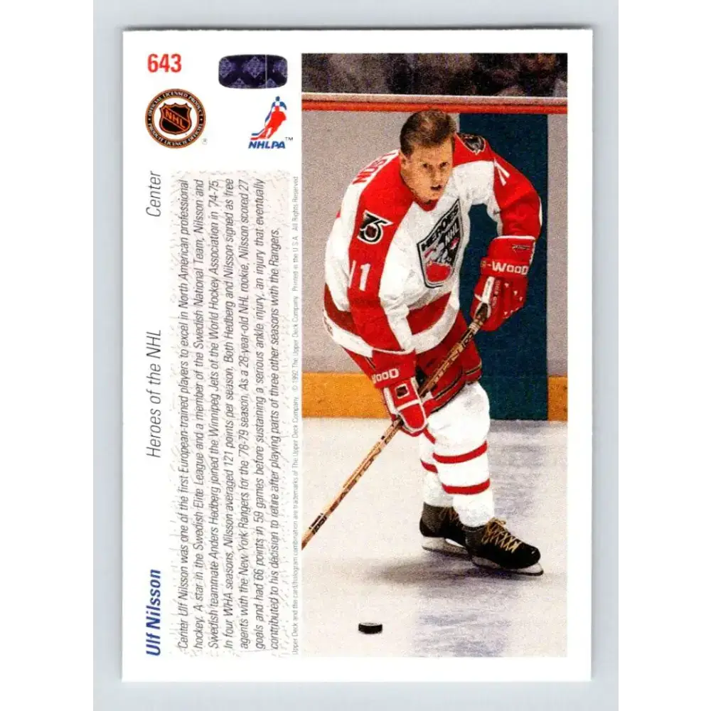 1991-92 Upper Deck #643 Ulf Nilsson NM-MT Hockey Card - Hockey Card Single