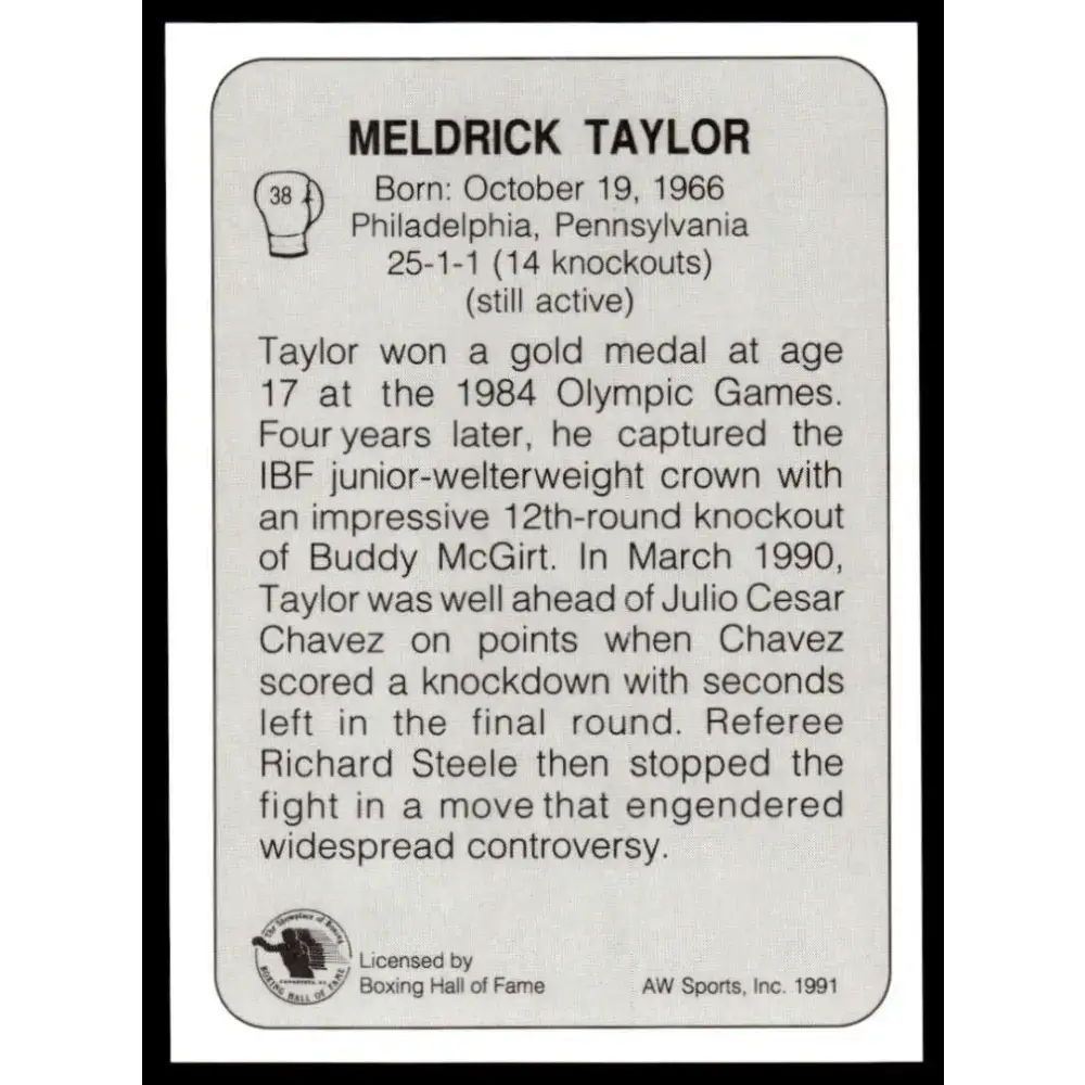 1991 All World #38 Meldrick Taylor NM-MT Boxing Card - Other