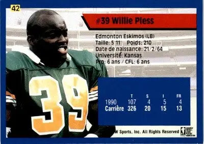 1991 All World CFL French #42 Willie Pless - Football Card Single