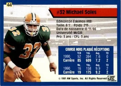 1991 All World CFL French #44 Michael Soles - Football Card Single