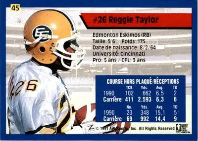 1991 All World CFL French #45 Reggie Taylor - Football Card Single