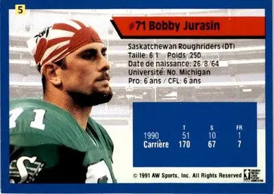 1991 All World CFL French #5 Bobby Jurasin - Football Card Single