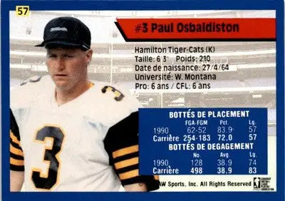 1991 All World CFL French #57 Paul Osbaldiston - Football Card Single