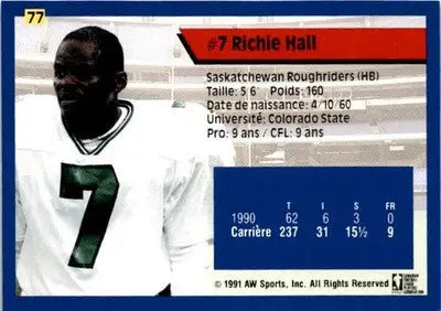 1991 All World CFL French #77 Richie Hall - Football Card Single