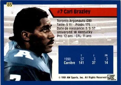 1991 All World CFL French #85 Carl Brazley - Football Card Single