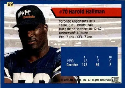 1991 All World CFL French #89 Harold Hallman - Football Card Single