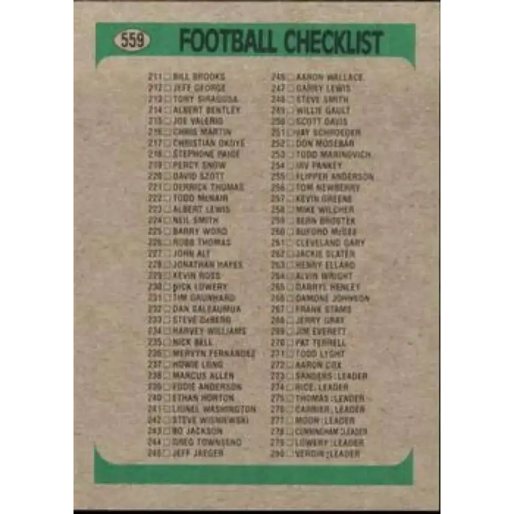 1991 Bowman #559 Checklist 141-280 NM-MT Football Card - Football Card Single