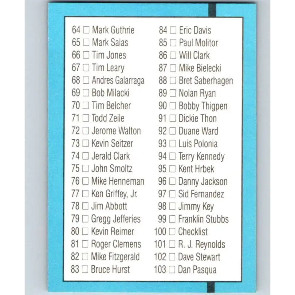 1991 Donruss #100 Checklist 28-103 NM-MT Checklist Baseball Card - Baseball Card Single