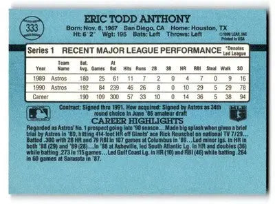 1991 Donruss #333b Eric Anthony - Baseball Card Single