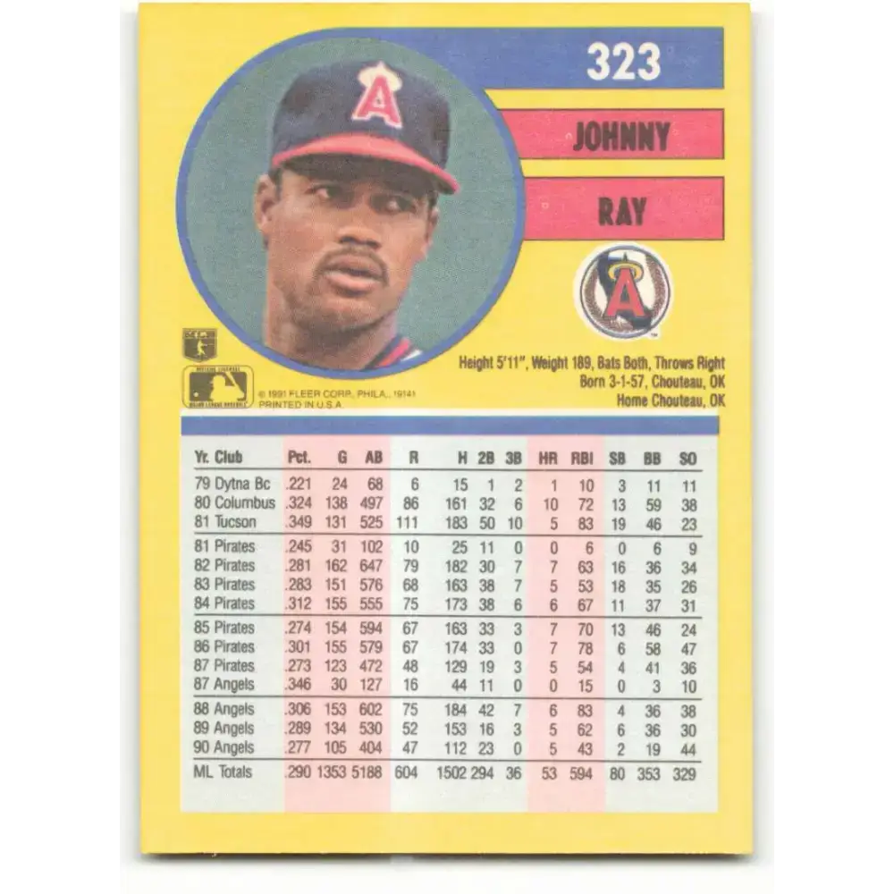 1991 Fleer #323 Johnny Ray NM-MT California Angels Baseball Card