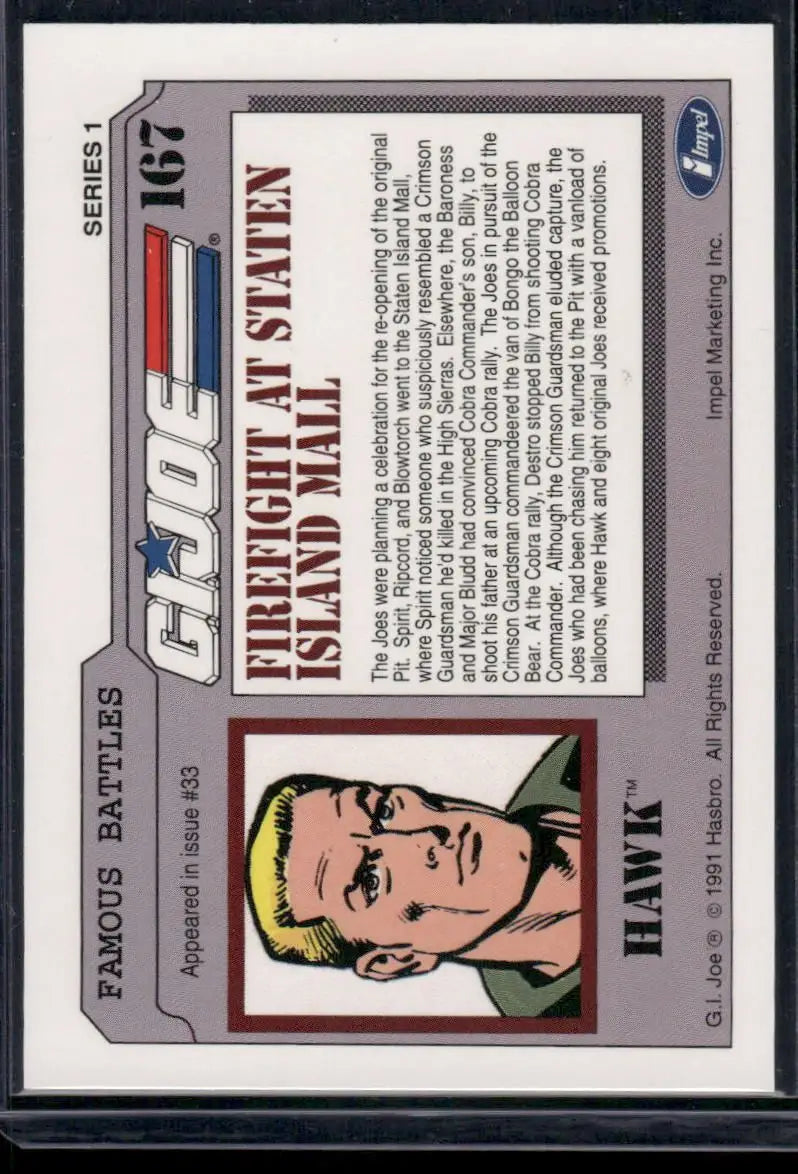 1991 Impel G.I. Joe Series 1 Hawk Storm Shadow Cobra Commander Battles #167 - Non-Sports Card Single