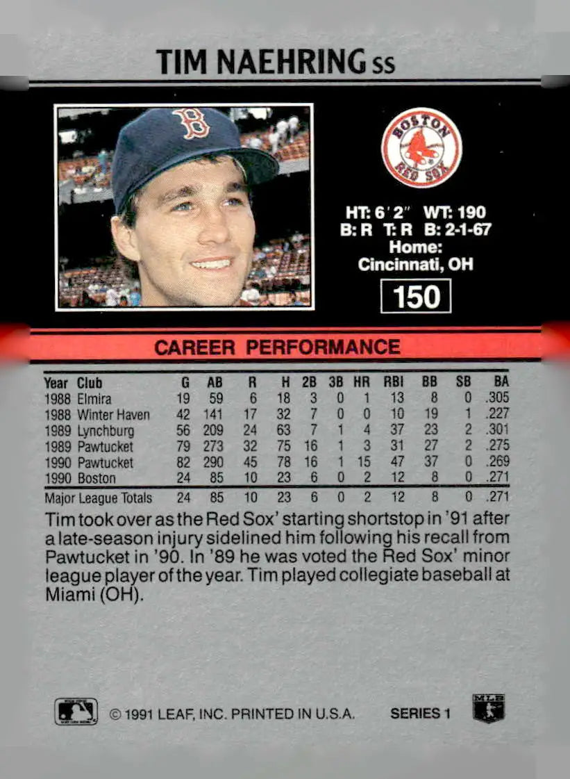 1991 Leaf #150 Tim Naehring - Baseball Card Single
