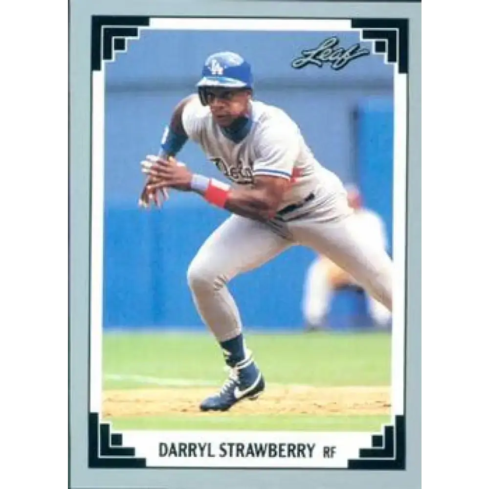 1991 Leaf #377 Darryl Strawberry NM-MT Los Angeles Dodgers Baseball Card - Baseball Card Single