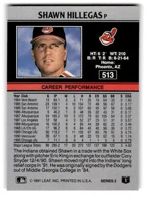 1991 Leaf #513 Shawn Hillegas - Baseball Card Single