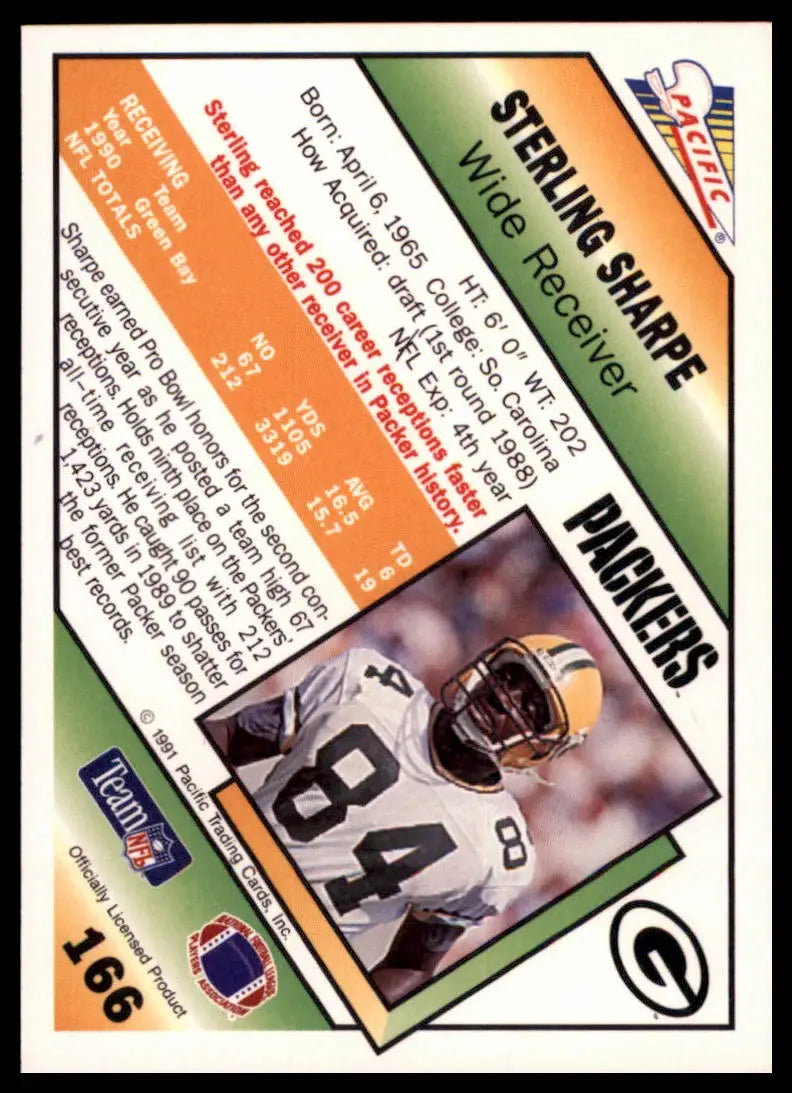 1991 Pacific Sterling Sharpe 166 Green Bay Packers NM - Football Card Single