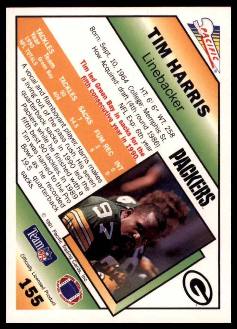 1991 Pacific Tim Harris 155 Green Bay Packers NM - Football Card Single