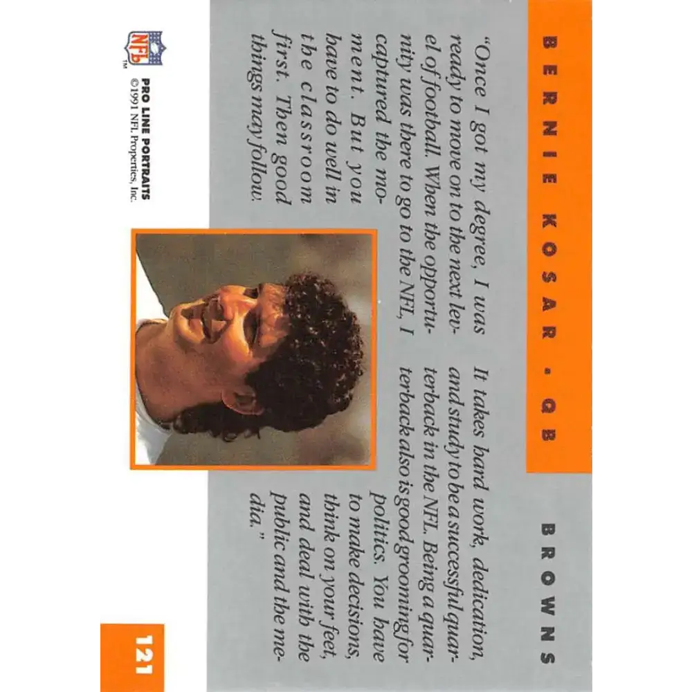1991 Pro Line Portraits #121 Bernie Kosar EX-NM Cleveland Browns Football Card - Football Card Single