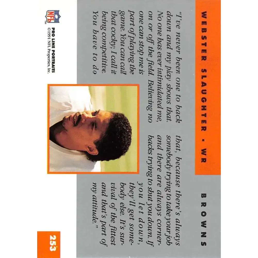 1991 Pro Line Portraits #253 Webster Slaughter EX-NM Cleveland Browns Football Card - Football Card Single
