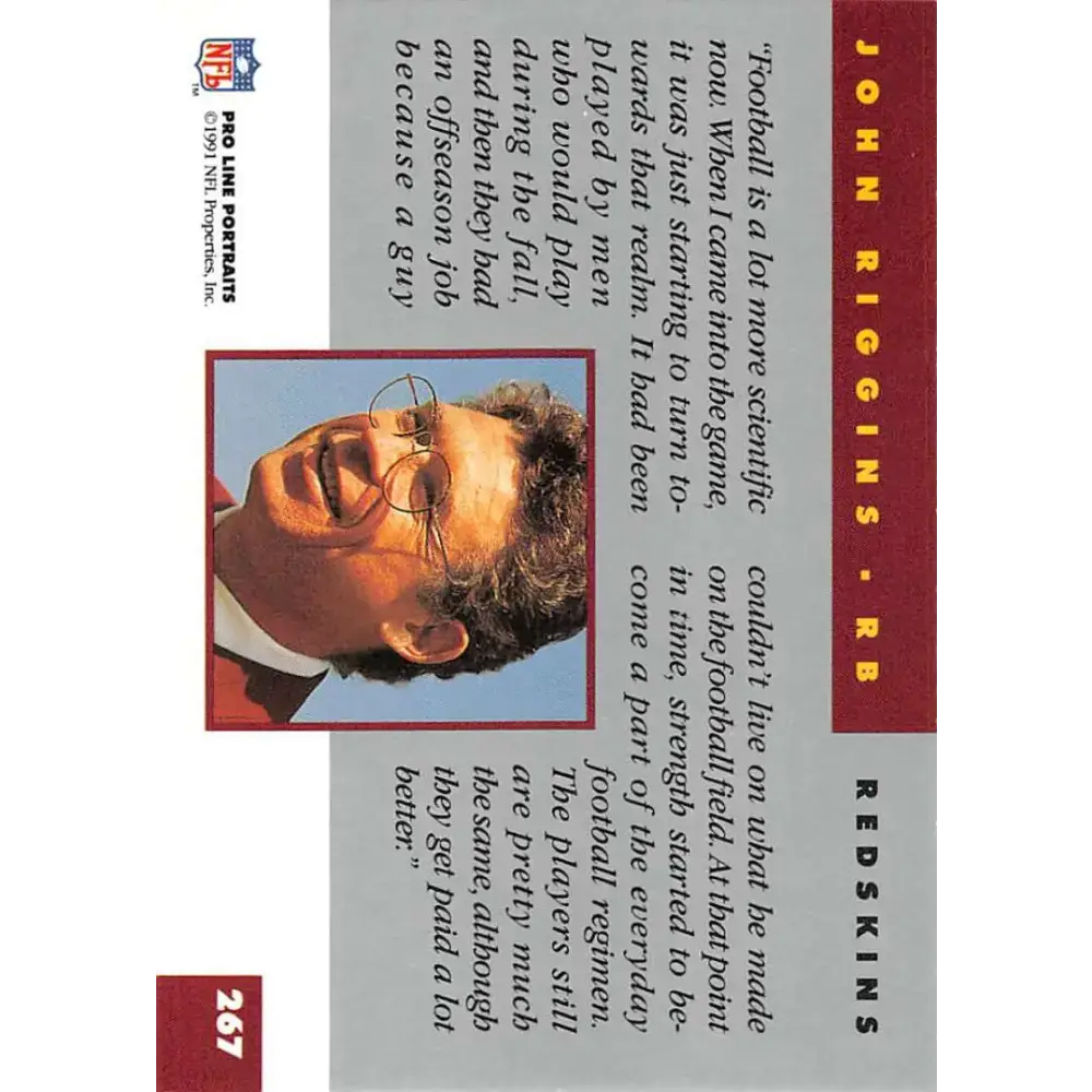 1991 Pro Line Portraits #267 John Riggins EX-NM Washington Redskins Football Card - Football Card Single