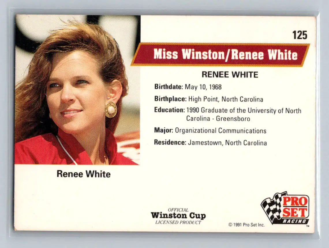 1991 Pro Set #125 Miss Winston / Renee White Miss Winston - Football Card Single