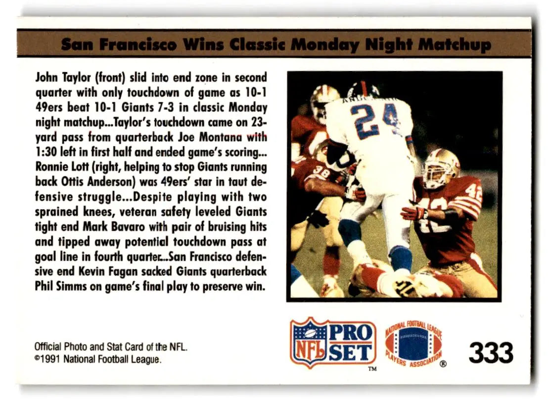 1991 Pro Set #333 10-1 49ers Beat 10-1 Giants - Football Card Single
