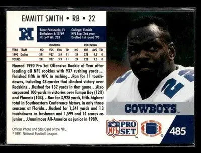 1991 Pro Set Emmitt Smith #485 Dallas Cowboys
