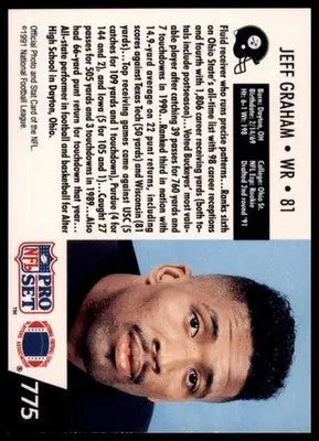 1991 Pro Set Jeff Graham RC 775 Pittsburgh Steelers - Football Card Single