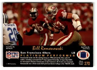 1991 Pro Set Platinum #270 Bill Romanowski - Football Card Single