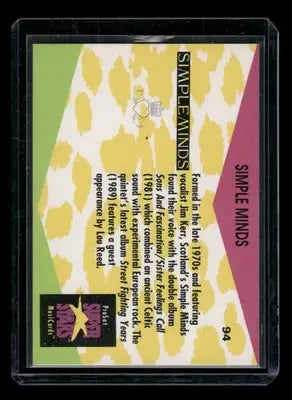 1991 ProSet SuperStars MusiCards Simple Minds #94 - Music Card Single