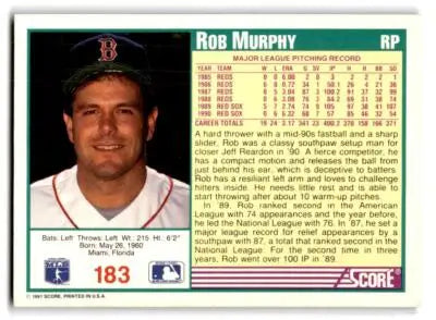1991 Score #183 Rob Murphy - Baseball Card Single