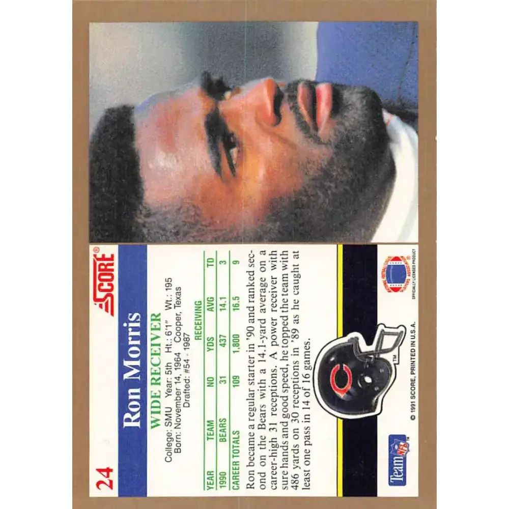 1991 Score #24 Ron Morris EX Excellent Chicago Bears Football Card - Football Card Single